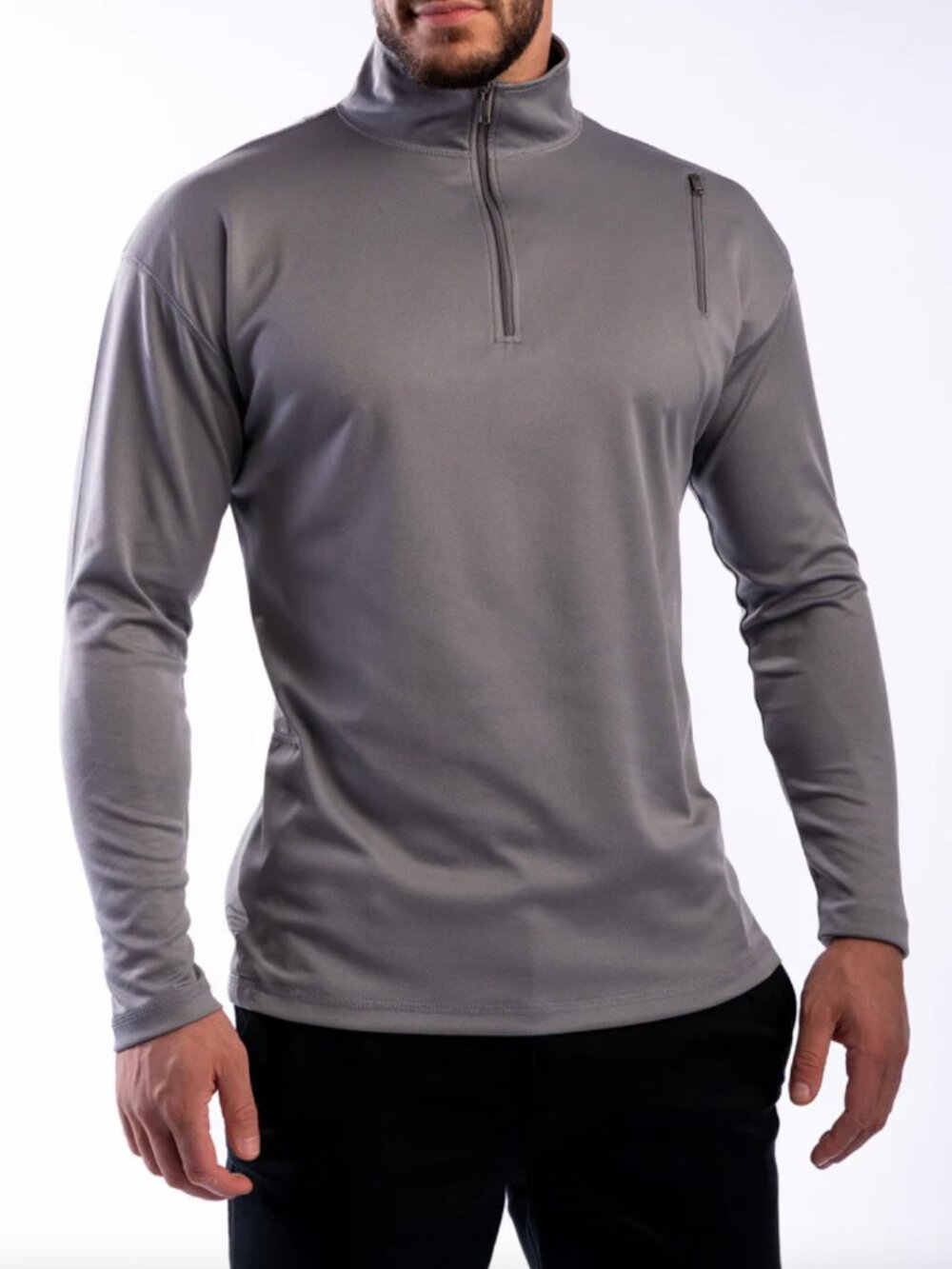 SCOTTeVEST SeV SJ Qzip 1/4 Zip Gray Bamboo Long Sleeve Pullover Top Mens Large L